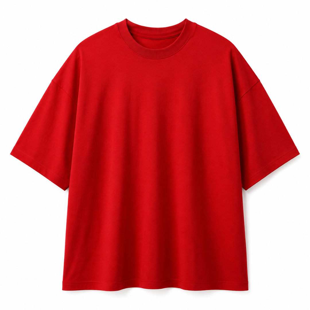 Premium Oversized Cotton T-Shirt – Red | Hillston Clouver