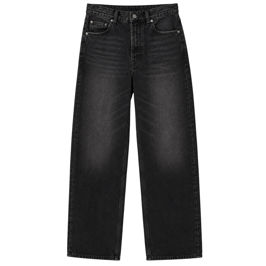 Premium Straight-Leg Denim Jeans – Washed Black | Hillston Clouver