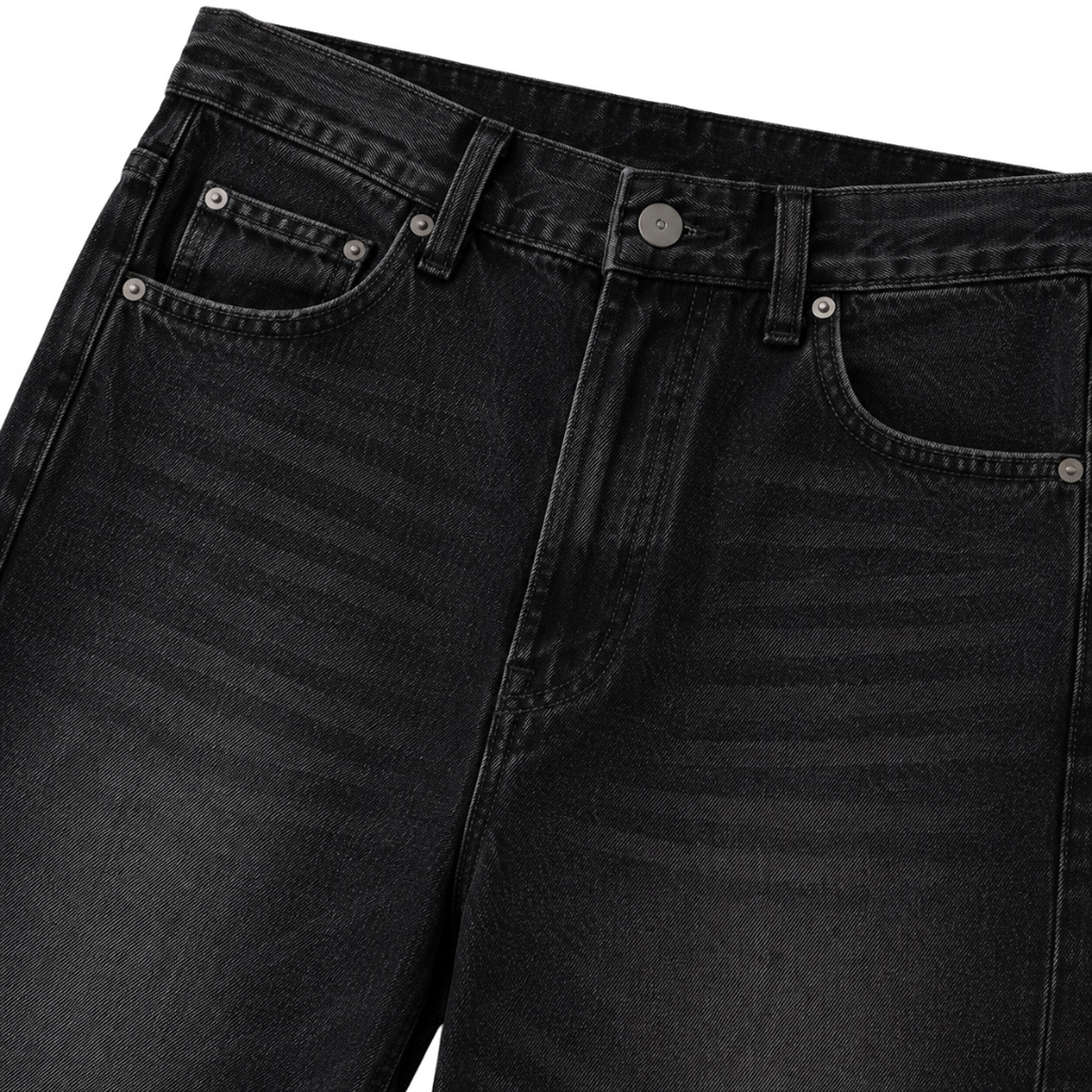 Premium Straight-Leg Denim Jeans – Washed Black | Hillston Clouver