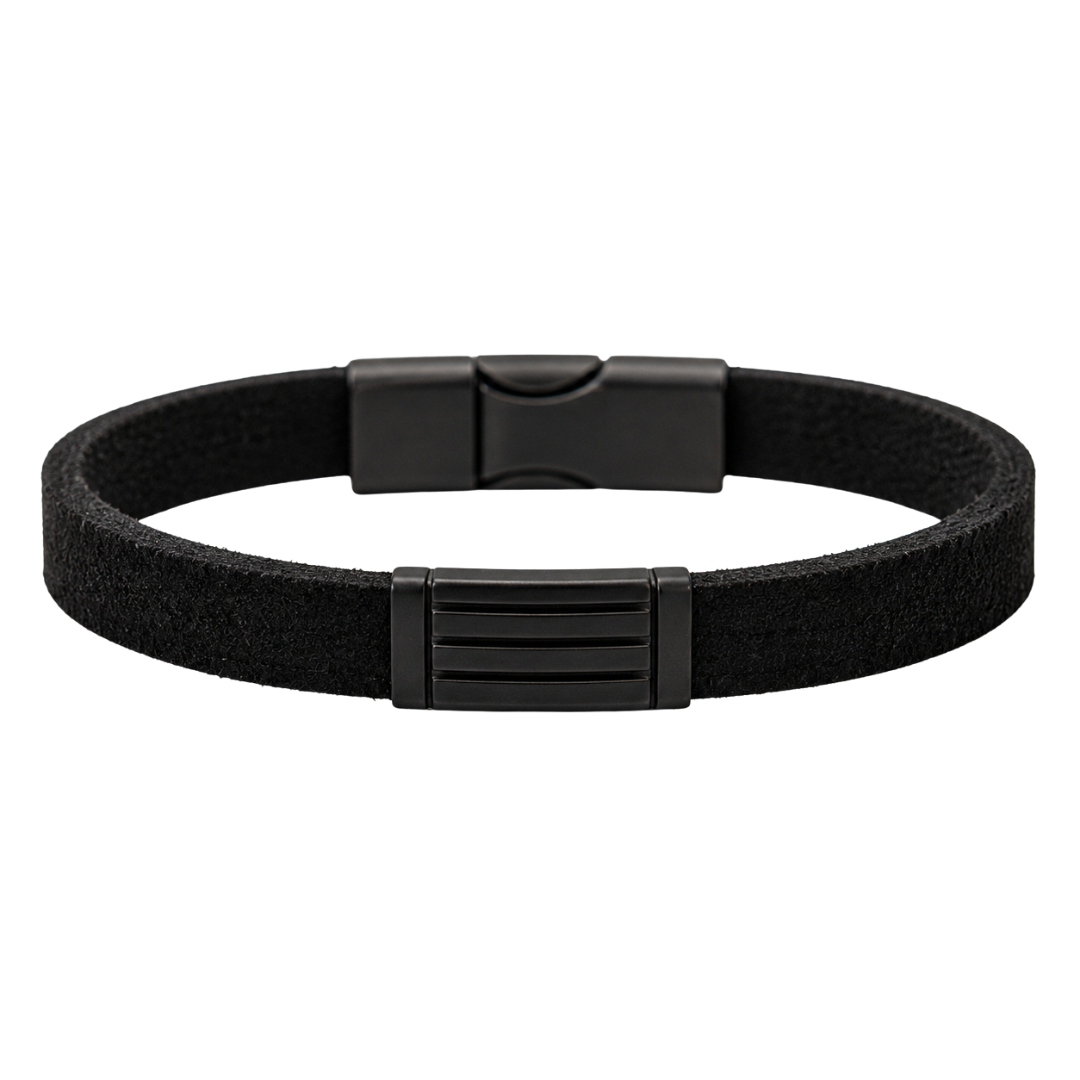 Premium Suede Bracelet – Matte Black | Hillston Clouver