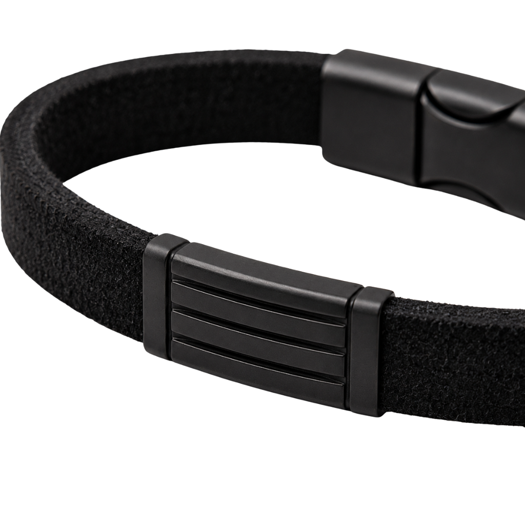 Premium Suede Bracelet – Matte Black | Hillston Clouver
