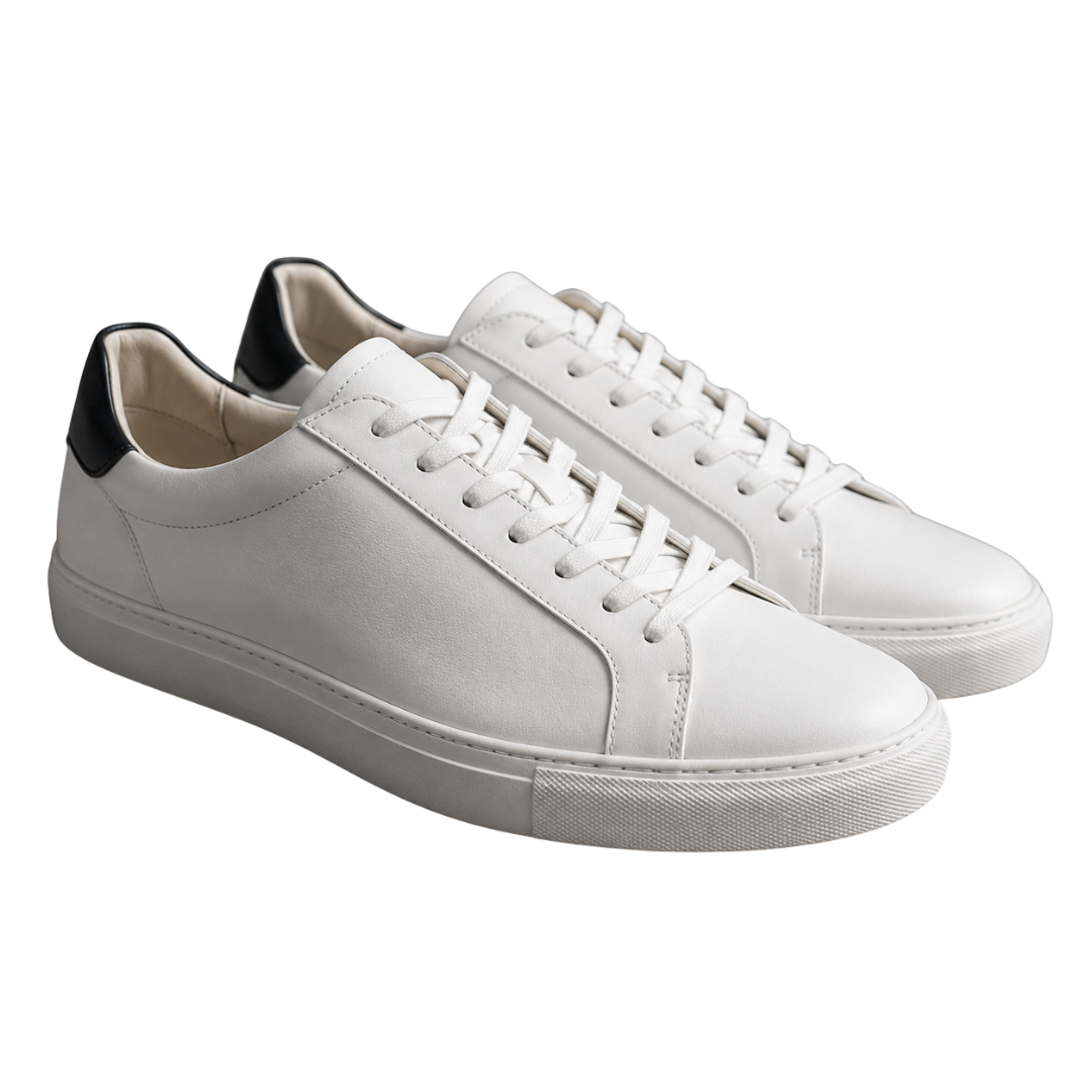 Premium Leather Low-Top Sneakers – White | Hillston Clouver
