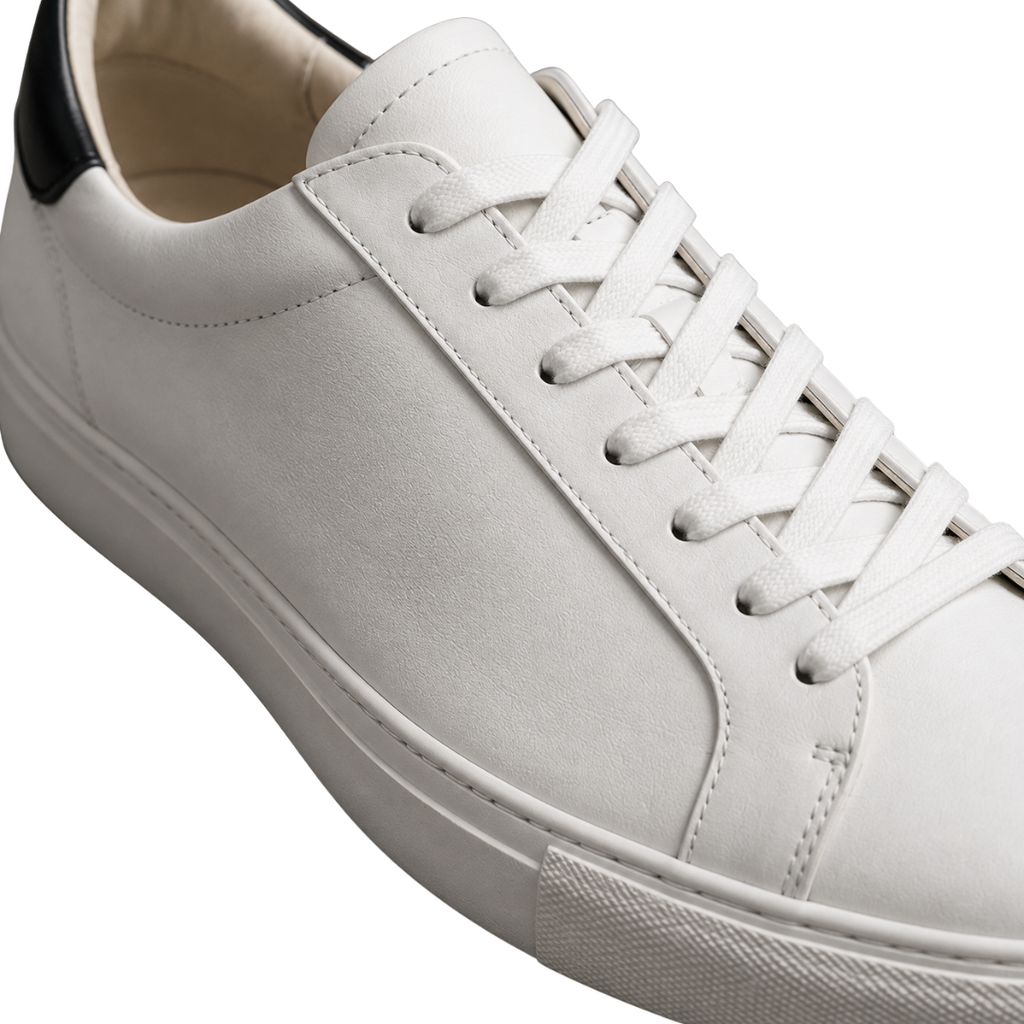 Premium Leather Low-Top Sneakers – White | Hillston Clouver